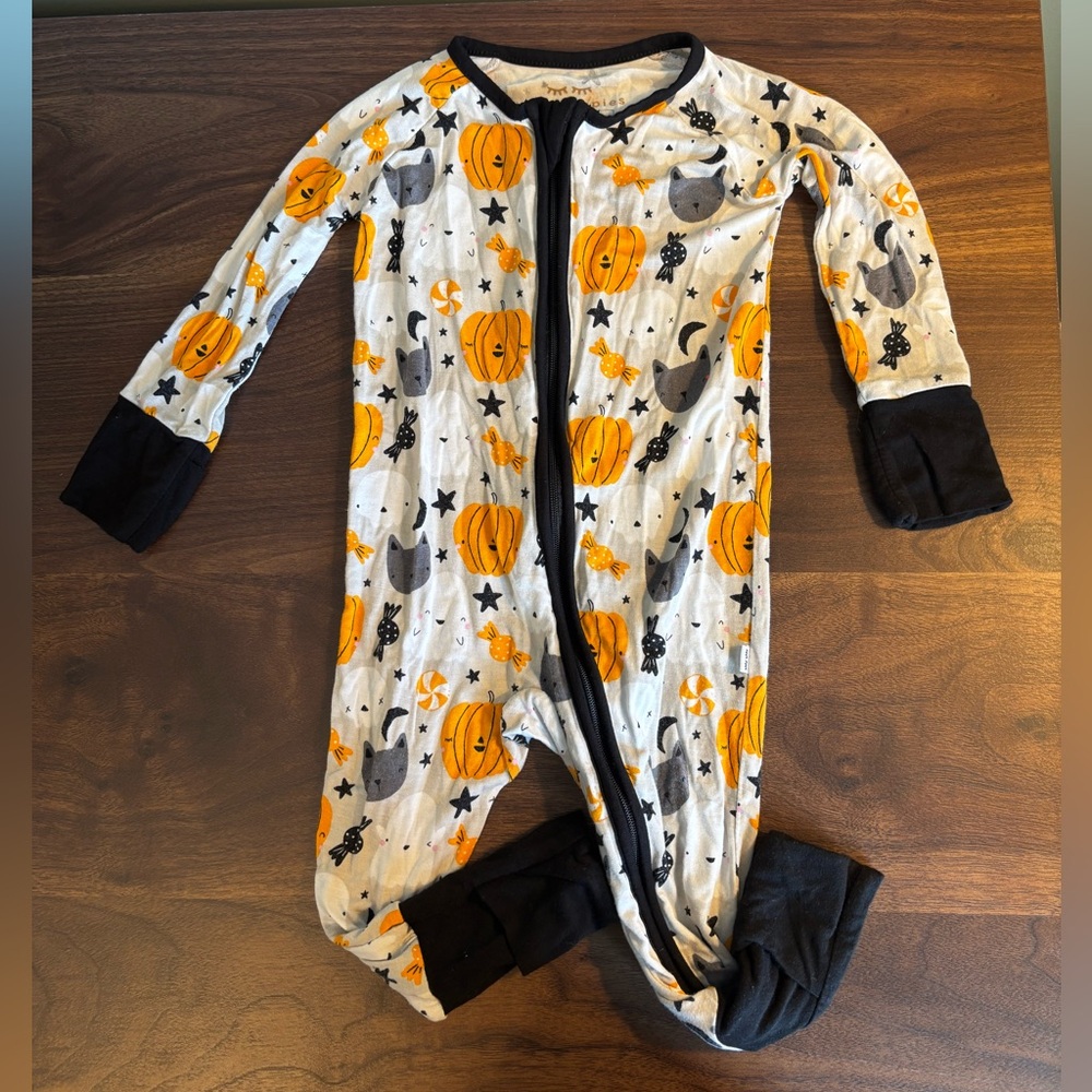 Little Sleepies Pumpkin and Cat Halloween Footie